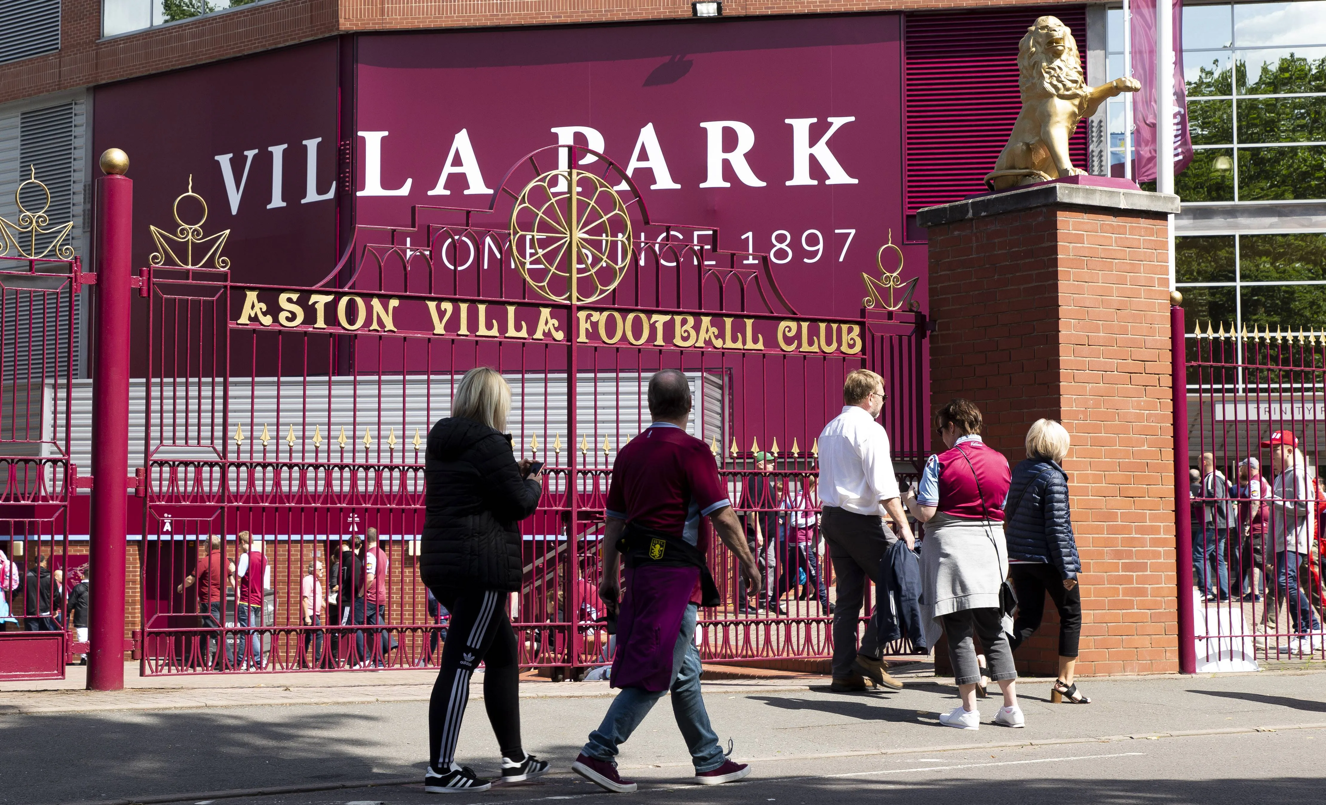 Aston Villa fans arriving at Villa Park on a matchday 