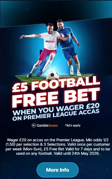 NetBet premier league accas free bet bonus for existing players