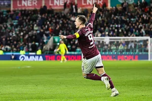 Hearts striker in must-see derby celebration after goal against Hibs