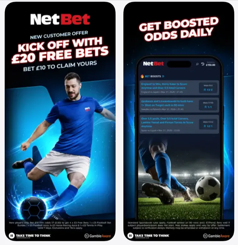 18. NetBet football app: Best for multi-category free bets (2.5/5)