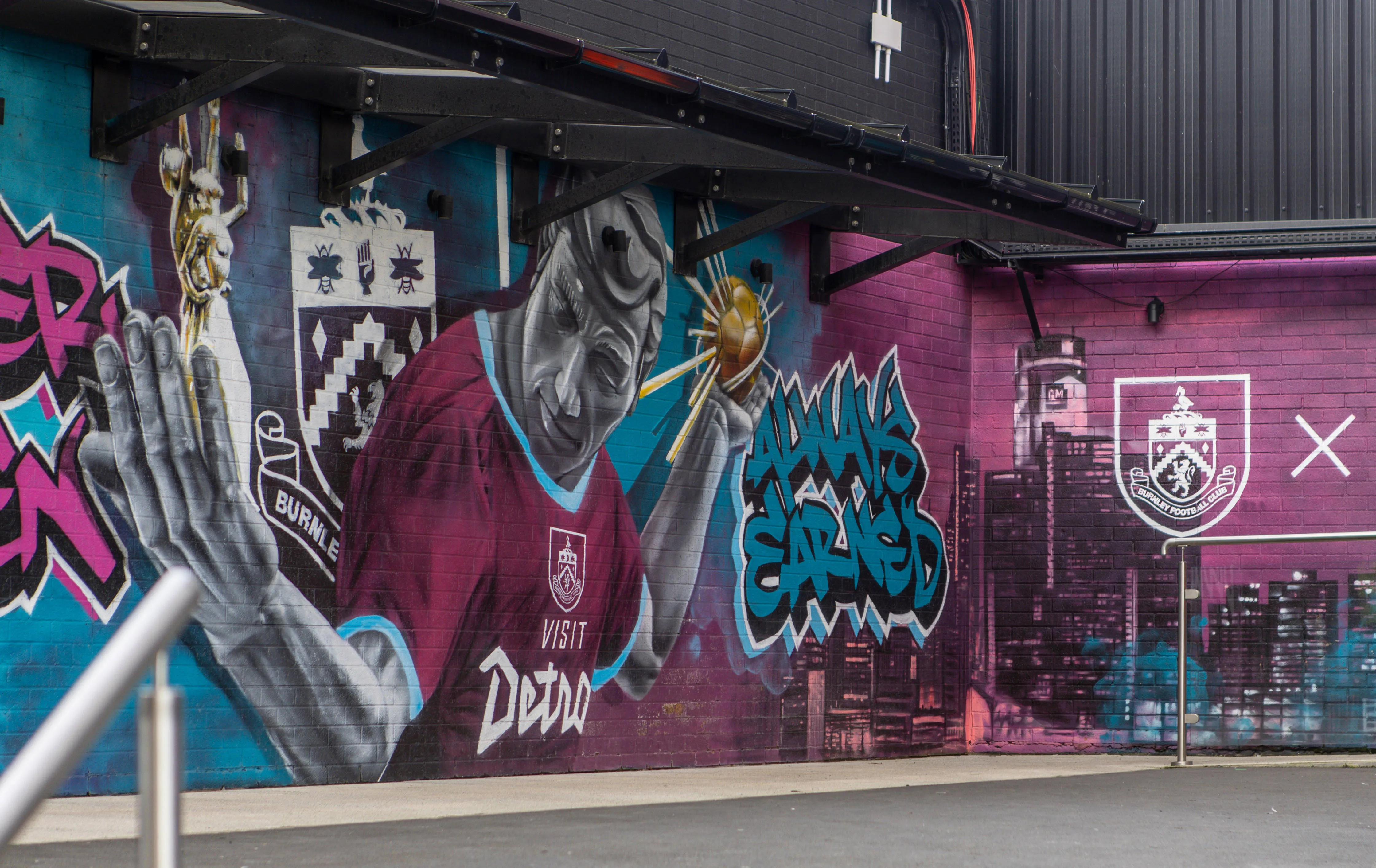 View of a mural outside Turf Moor