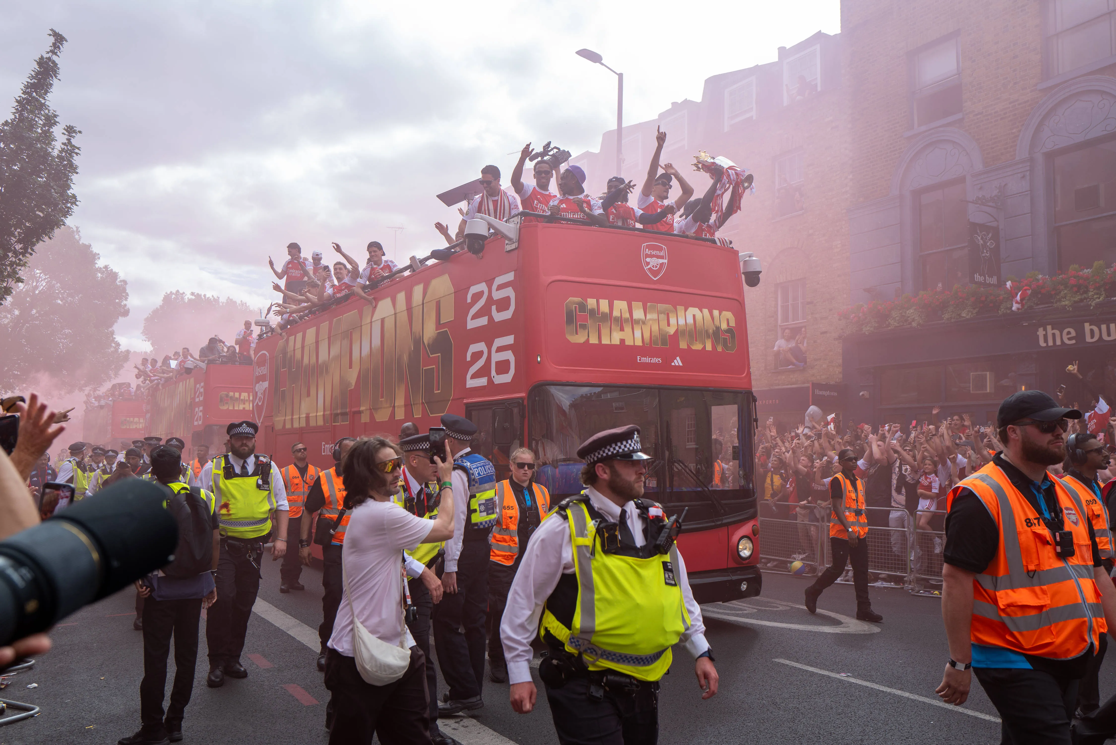 Arsenal title parade becomes the &lsquo;biggest ever&rsquo; seen in England as 16 arrested and 75 rescued