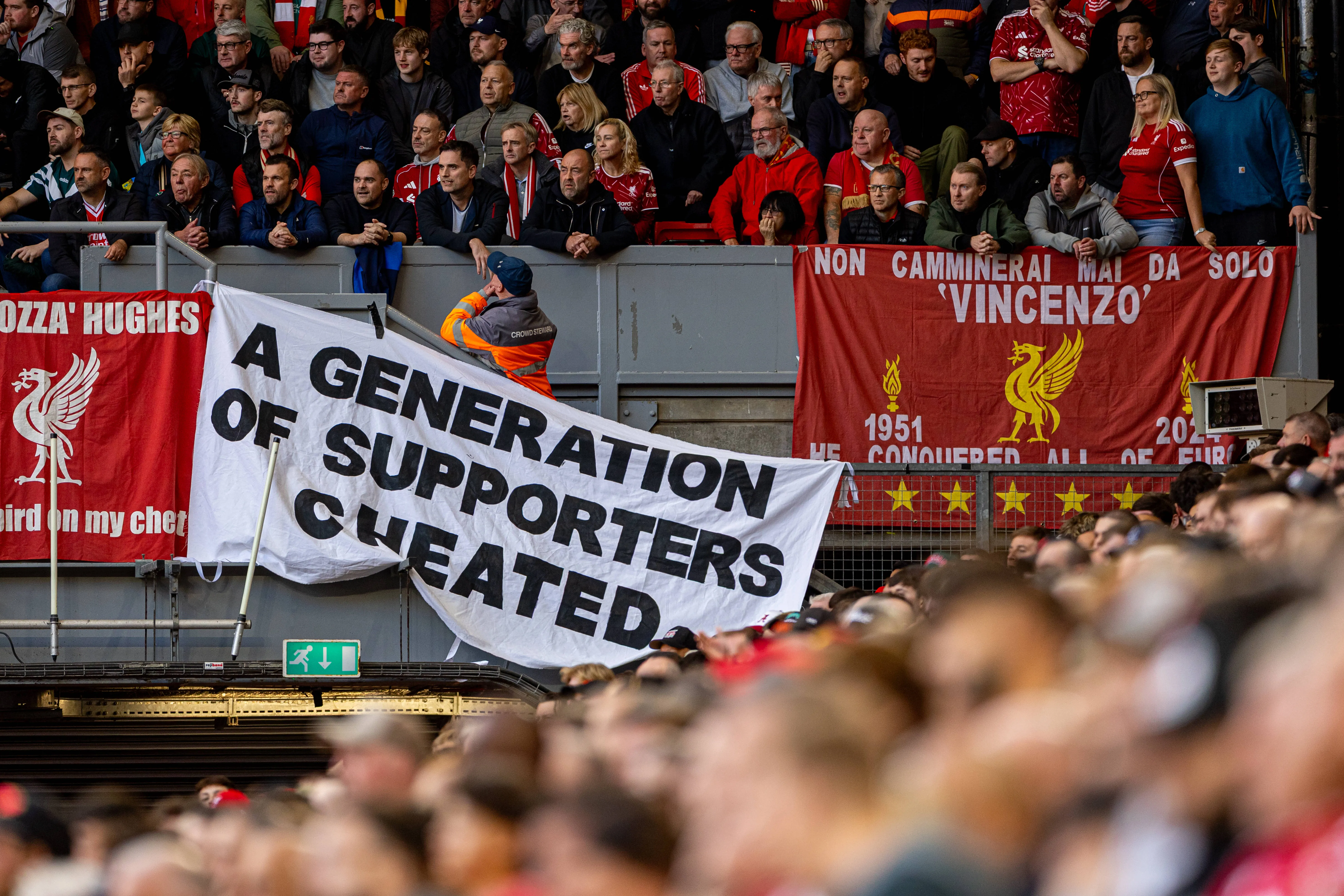 Liverpool fans also made their feelings clear inside Anfield