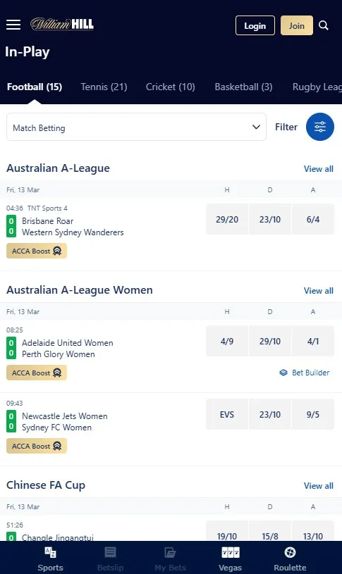 wwilliam hill in play football tab