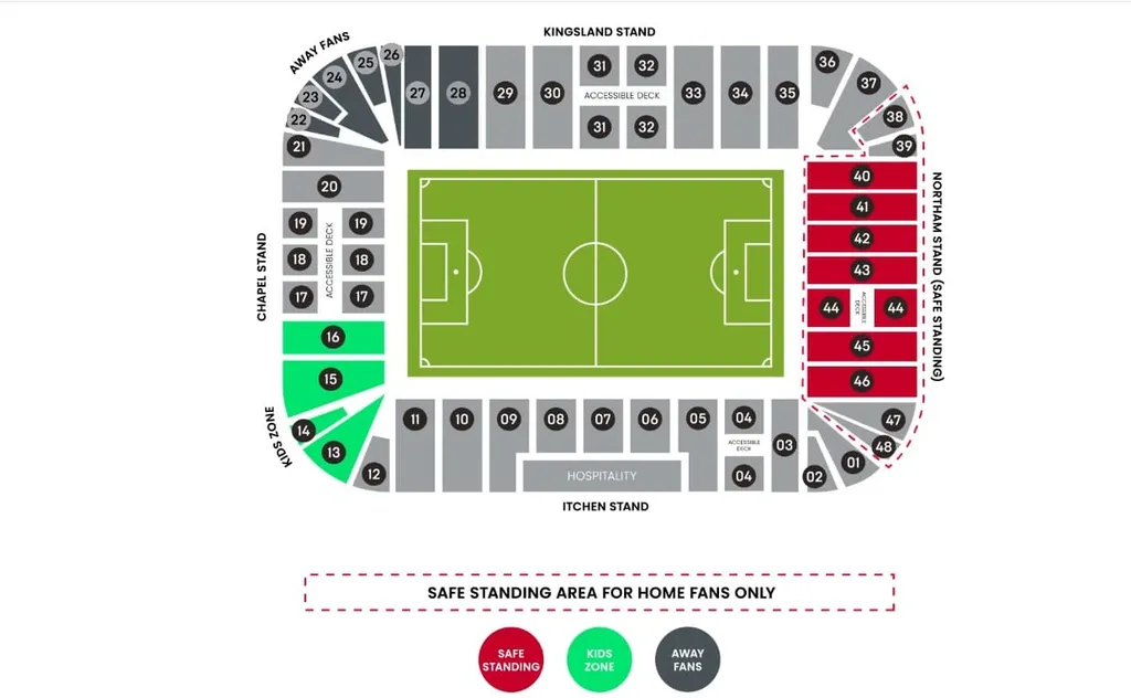 Southampton tickets booking and safe standing overview