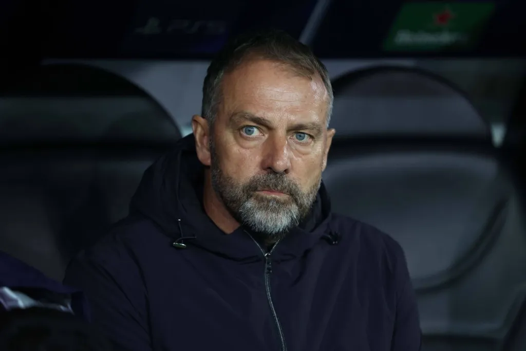 Barcelona head coach Hansi Flick during a Champions League game against Club Brugge