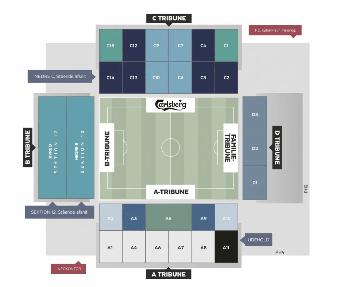 FC Copenhagen Parken Stadium seat map seat plan