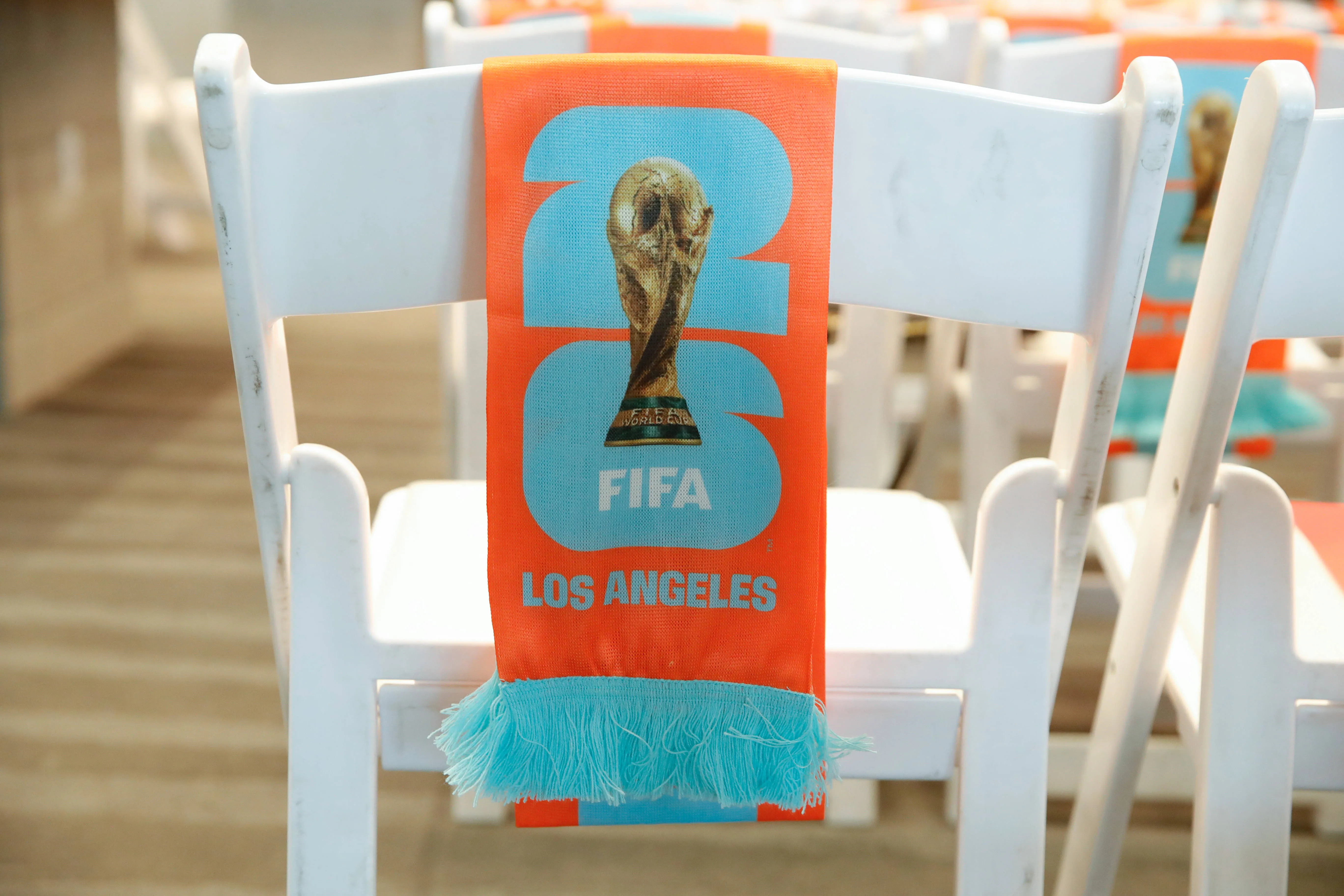 2026 World Cup scarf at the Los Angeles Memorial Coliseum