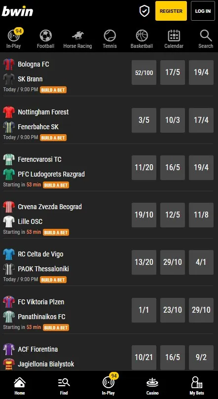 bwin sportsbook review, mobile site screenshot