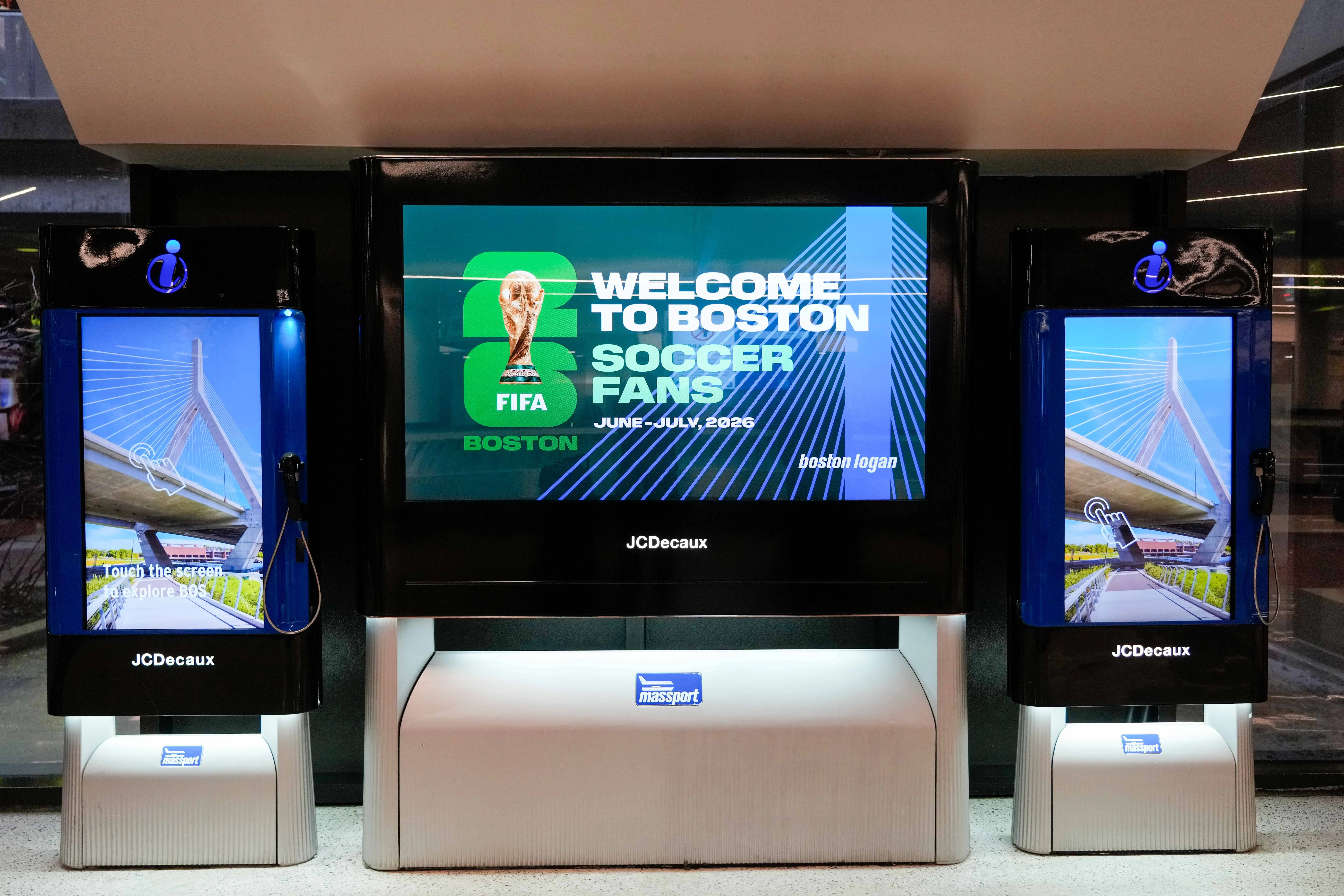 2026 World Cup signage at Boston Logan International Airport