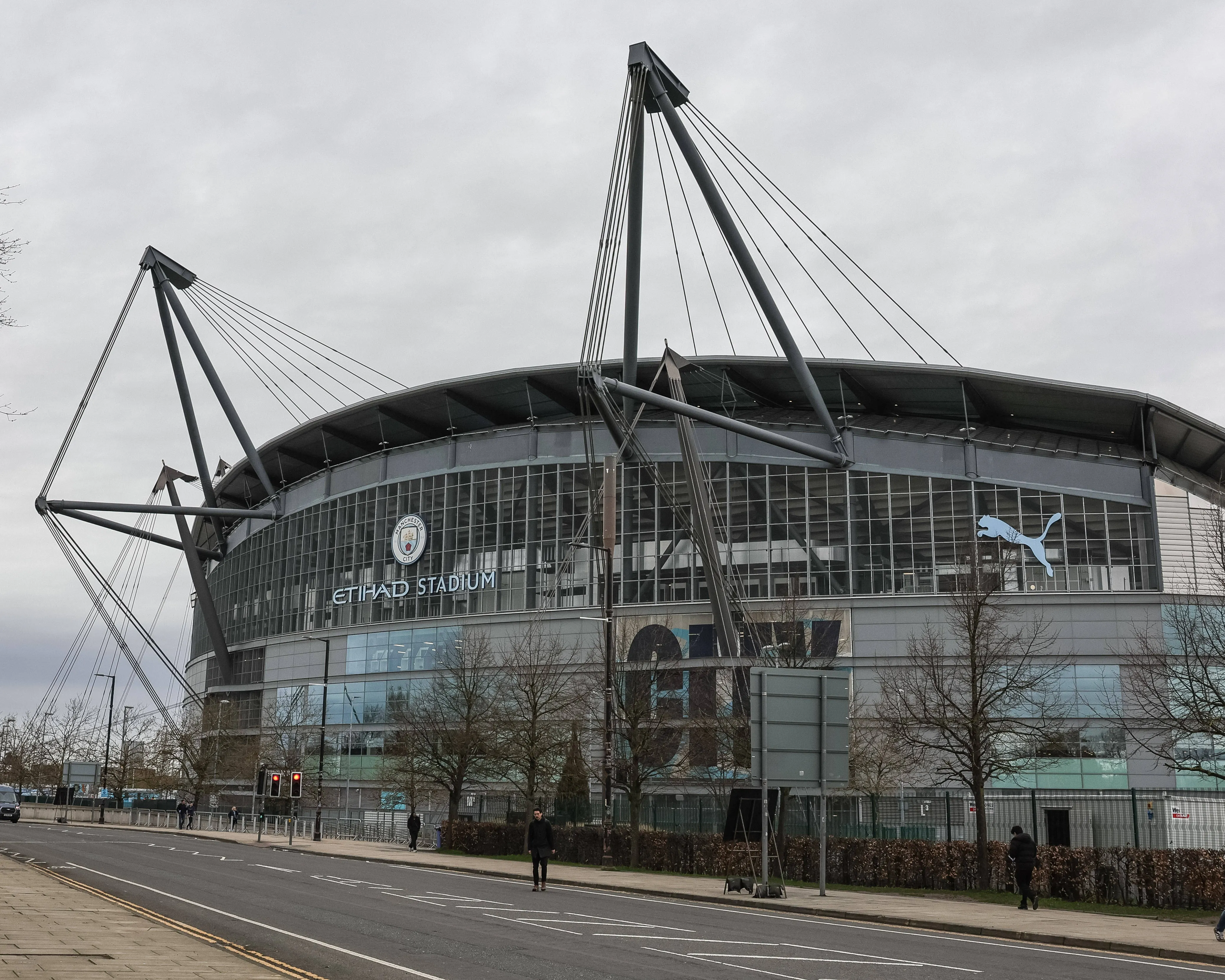 A general view outside the Etihad Stadium