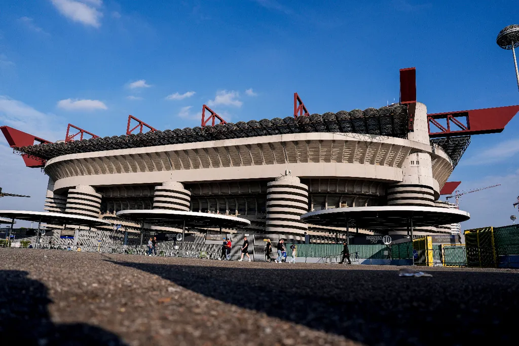 General view of San Siro Stadium before the Uefa Champions League soccer match, between Inter and Salvia Prague