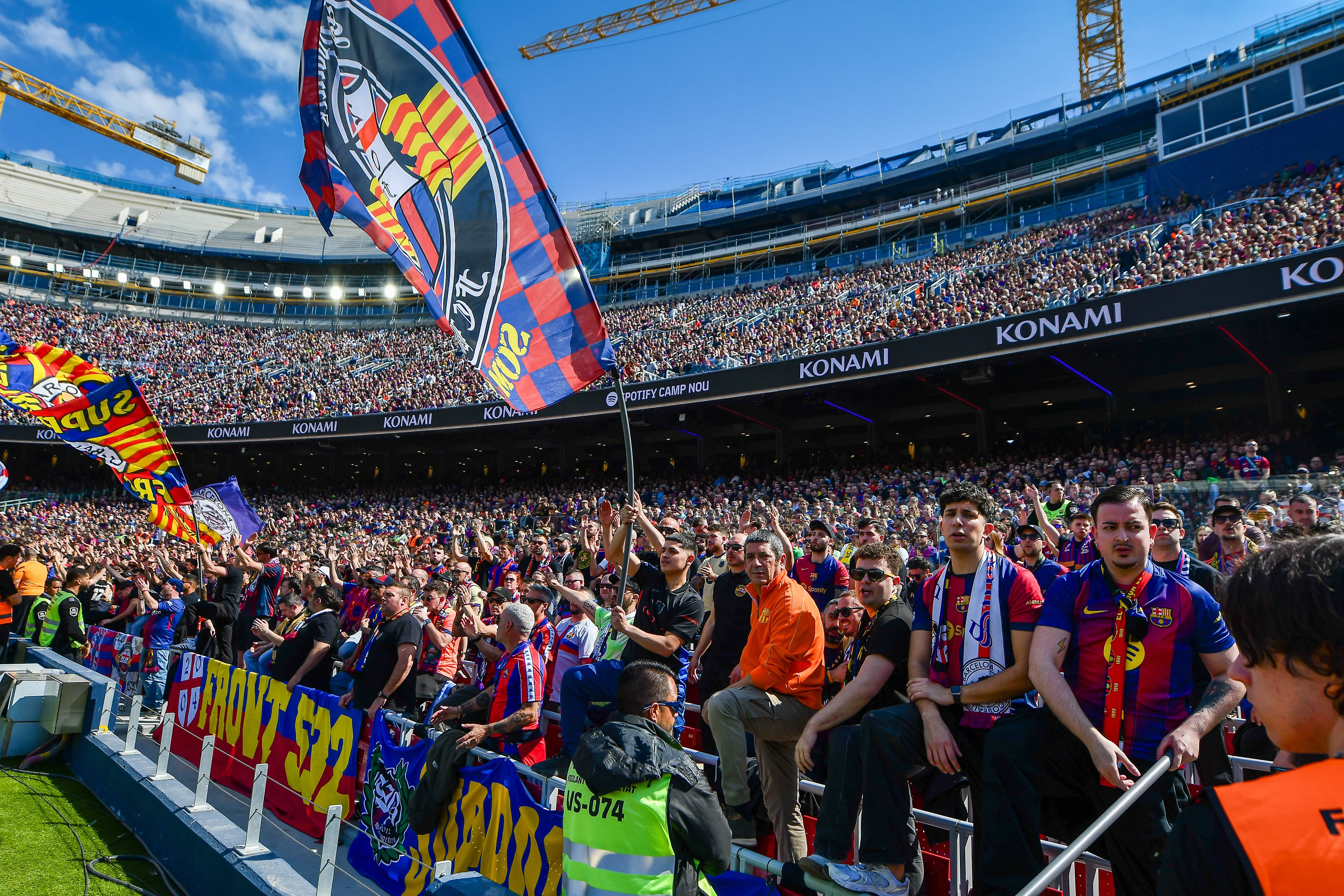 Barcelona fans during match vs Rayo Vallecano at the Camp Nou