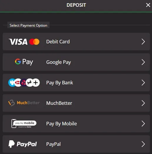 bet442 available payment methods for depositing