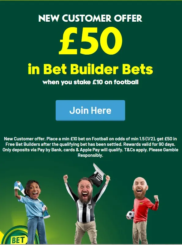paddy power sign up offer, get 50 in bet builder bets