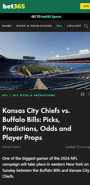Chiefs vs Bills NFL betting promo bet365