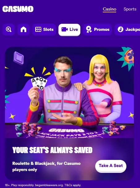 Casumo review live casino