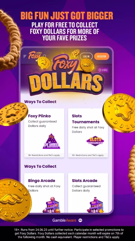 foxy dollars, ongoing promotions and free to play games at foxy bingo
