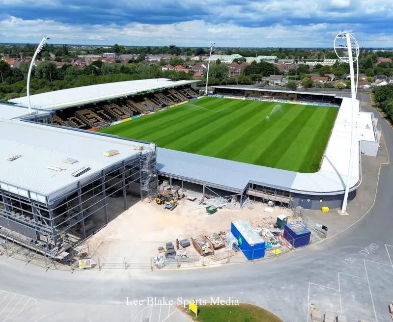 View of the new South Stand at the Jakemans Community Stadium