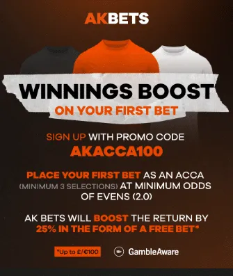 ak bets welcome offer details - winnings boost on your first bet
