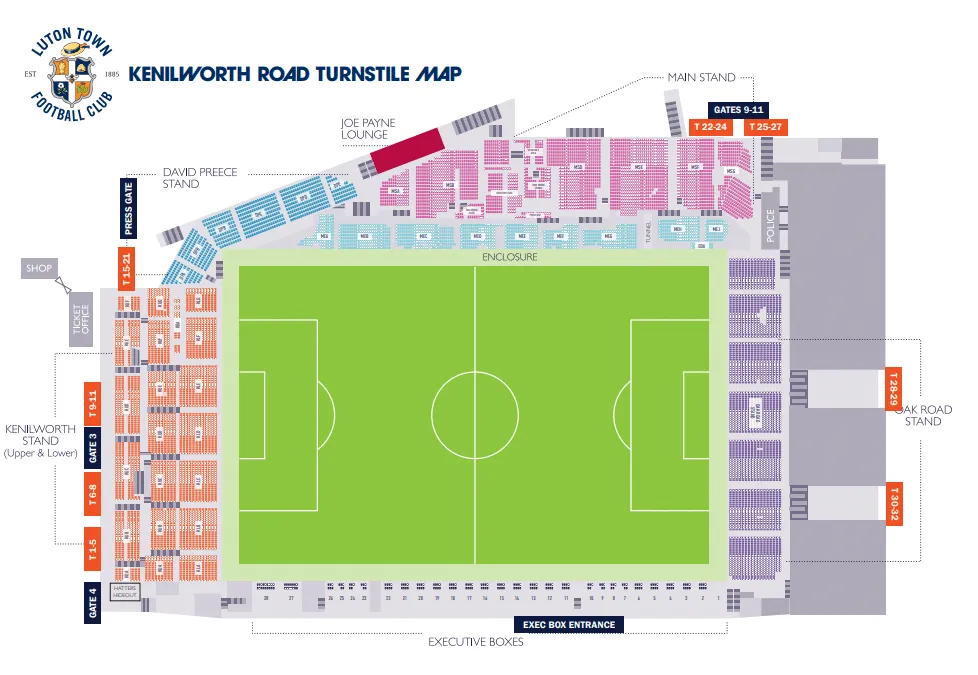 Luton Town seating plan | Luton Town seat plan | Kenilworth Road seating plan | Kenilworth Road seat plan