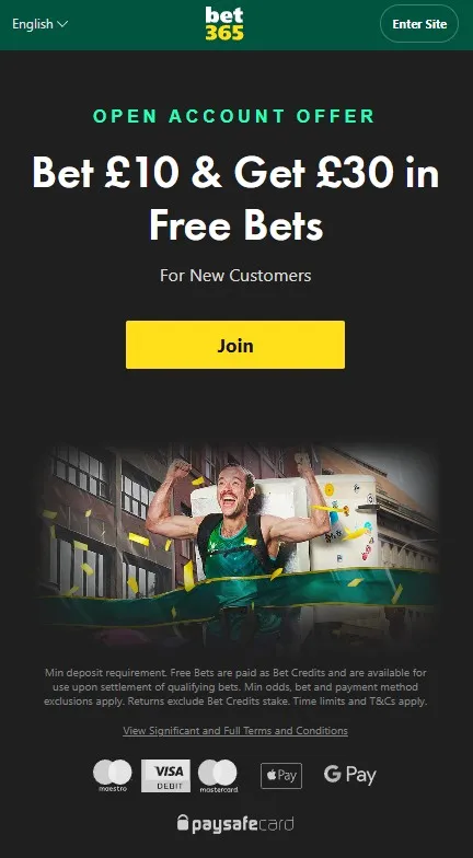bet365 ports welcome offer: bet 10, get 30 free bets