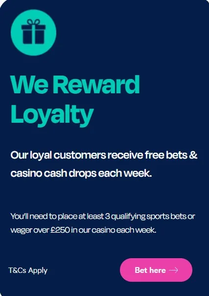 Bresbet loyalty programme, customers receive free bets and casino cash drops