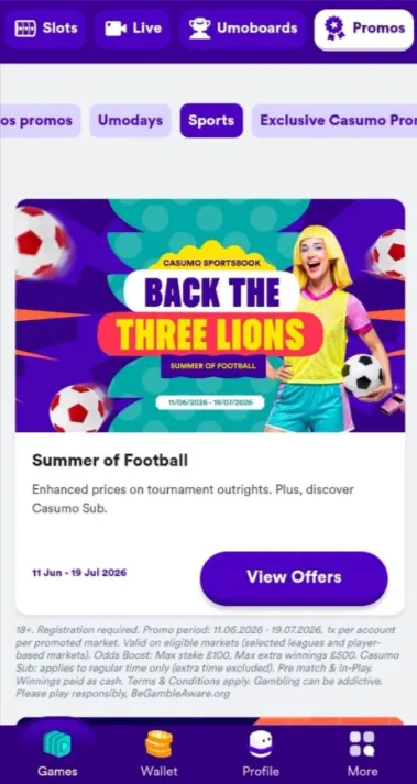 Summer of Football World Cup offer for existing casumo customers