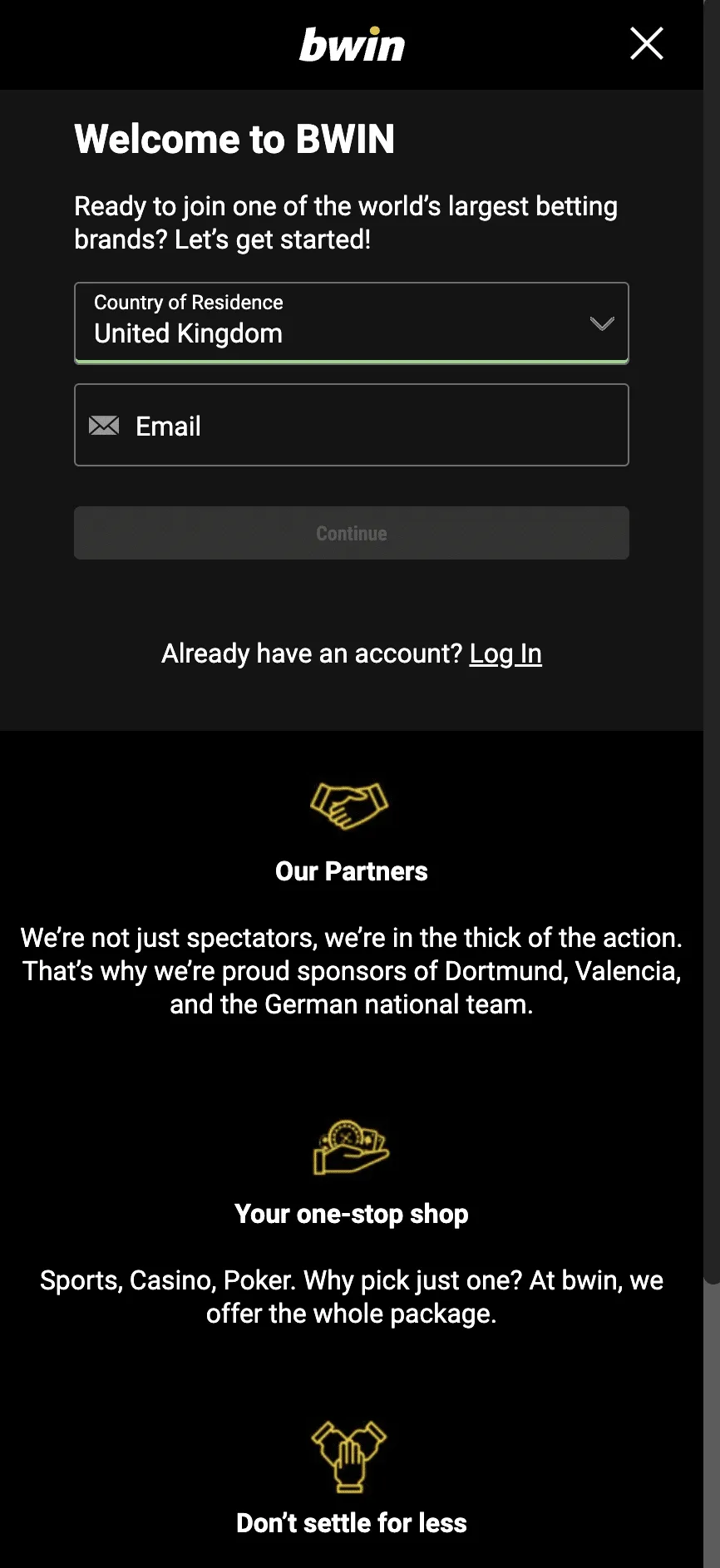 Bwin sign up offer: Register an account