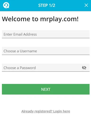 mr play sign-up form, new customer