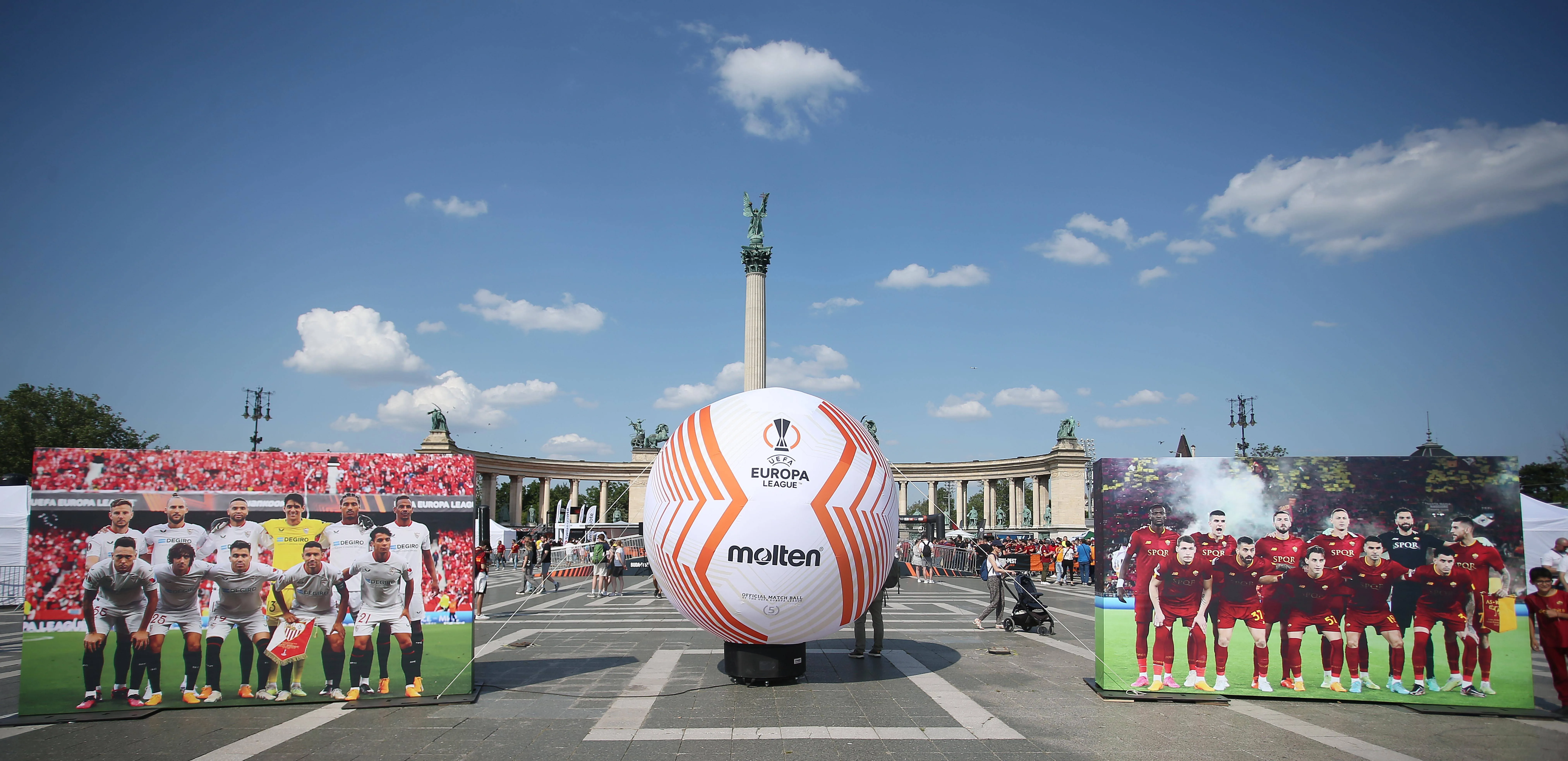 The scenes at Heroes Square ahead of the 2023 Europa League final at the Puskas Arena