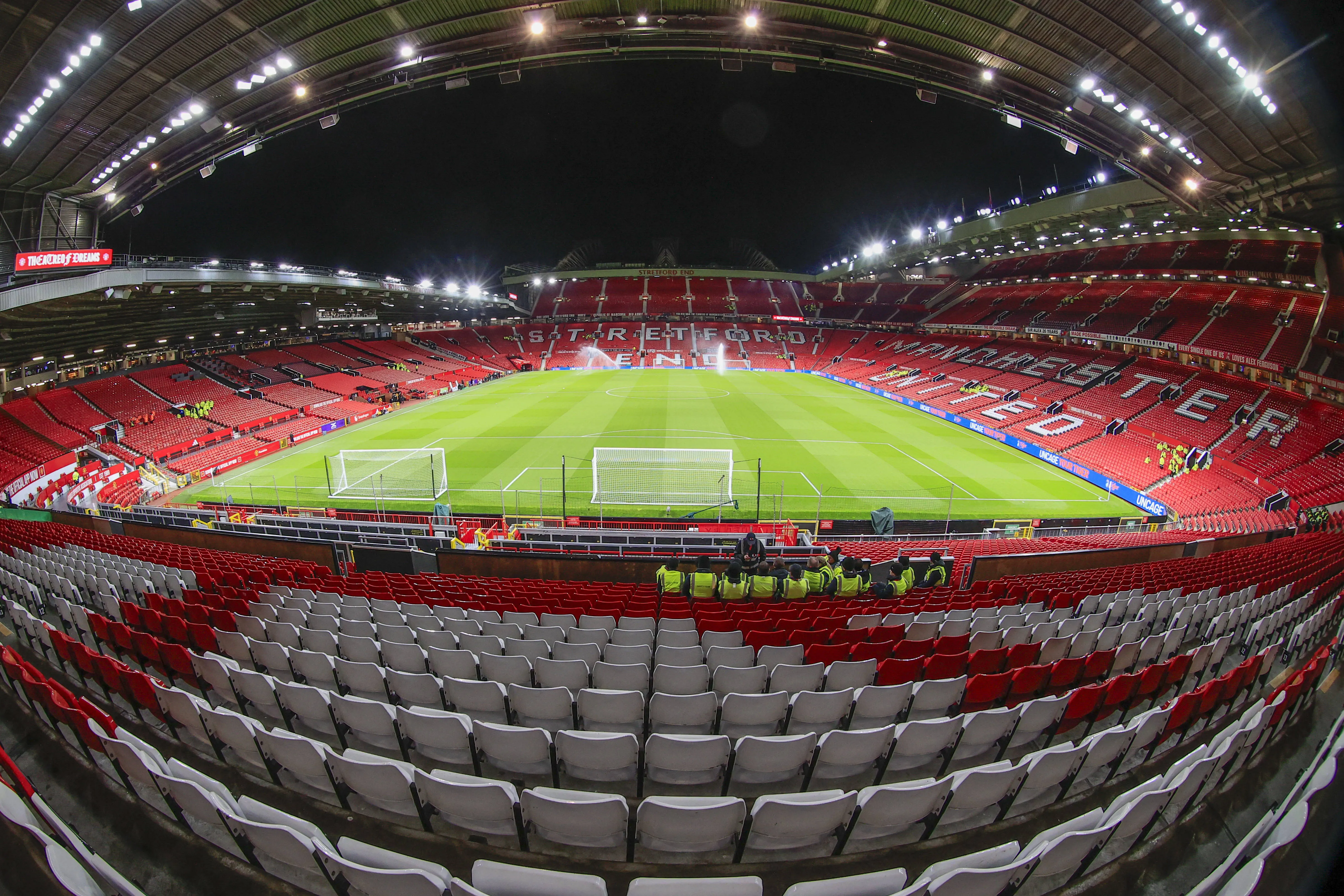 View towards the Stretford End inside Old Trafford