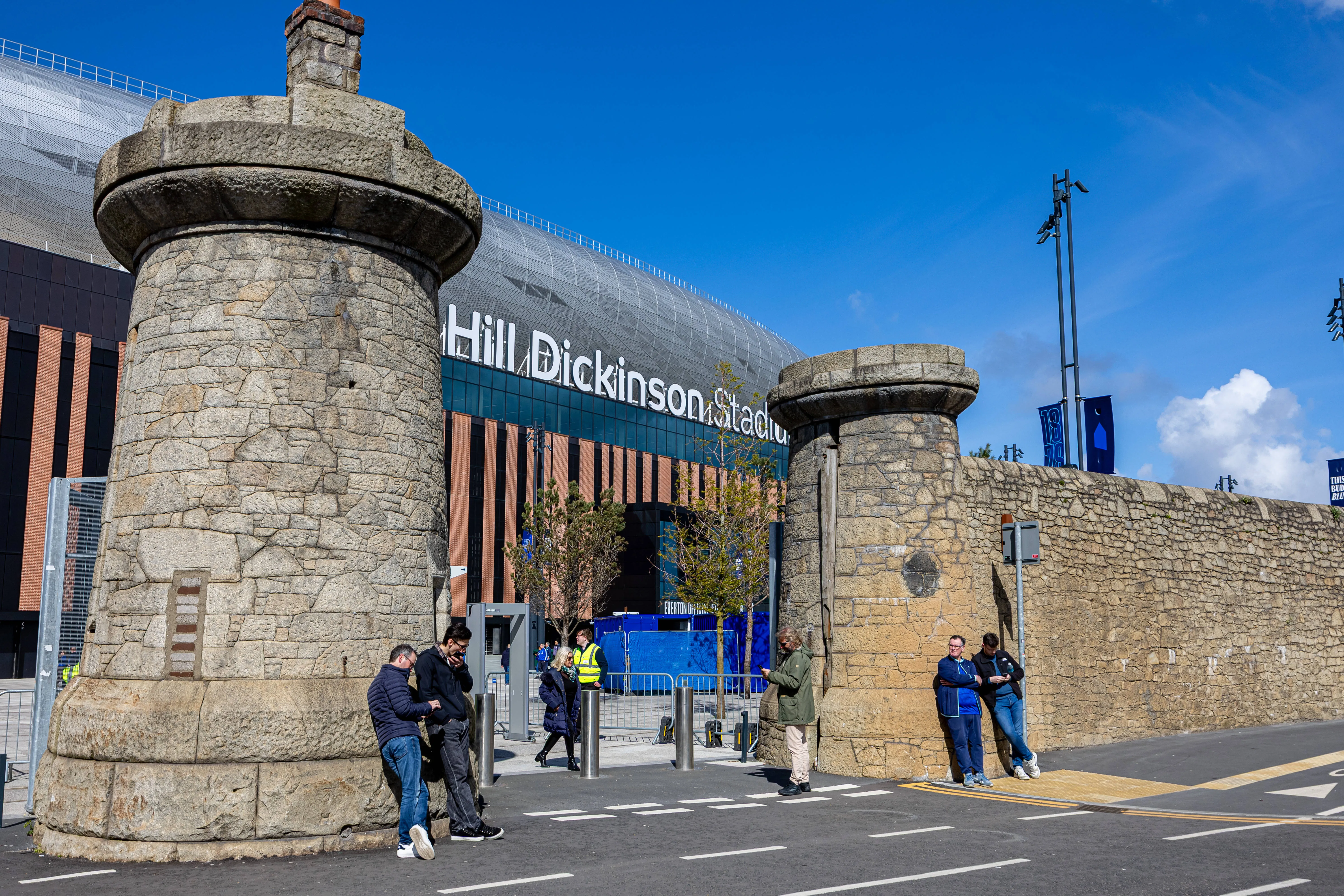 View of fans arriving to Hill Dickinson Stadium at Bramley-Moore Dock