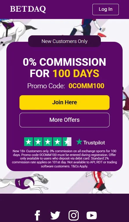 betdaq 0% commission for 100 days sign up offer