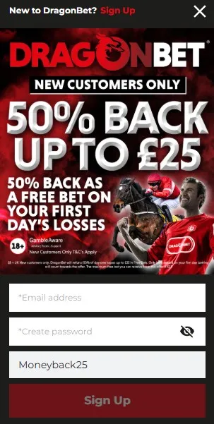 dragonbet sports offer for Welsh residents: 50% back up to &pound;25