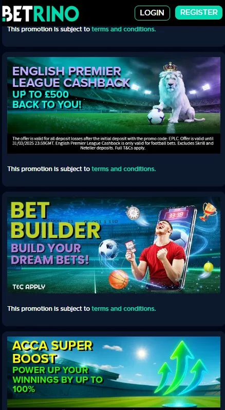 britainbet (betrino) on going sports promotions