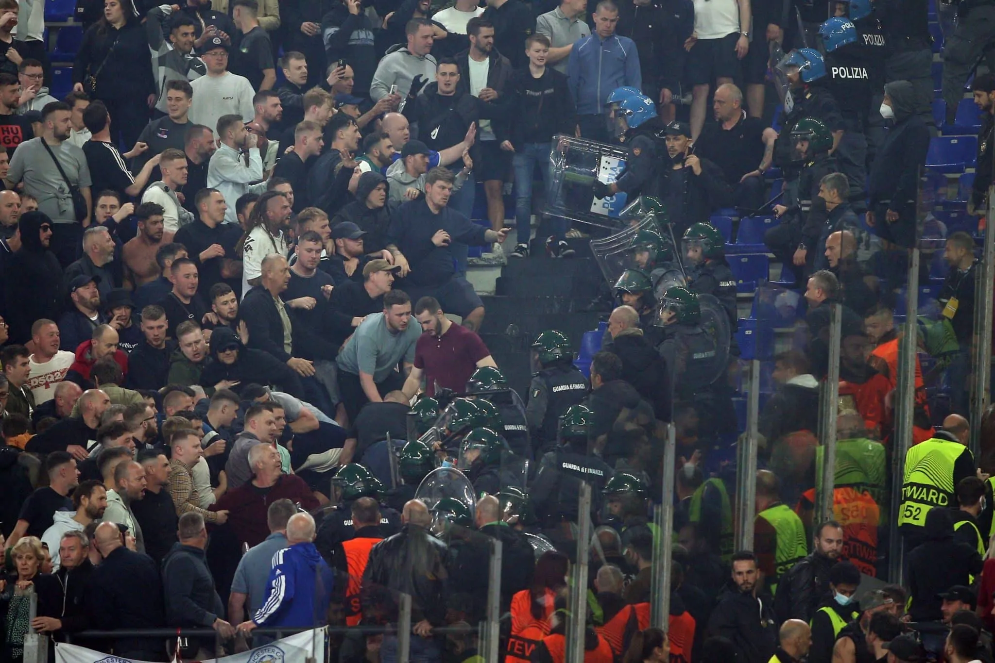 Leicester City fans fighting