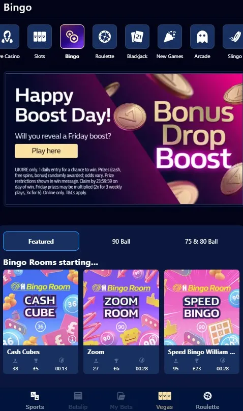 william hill bingo tab and promotions