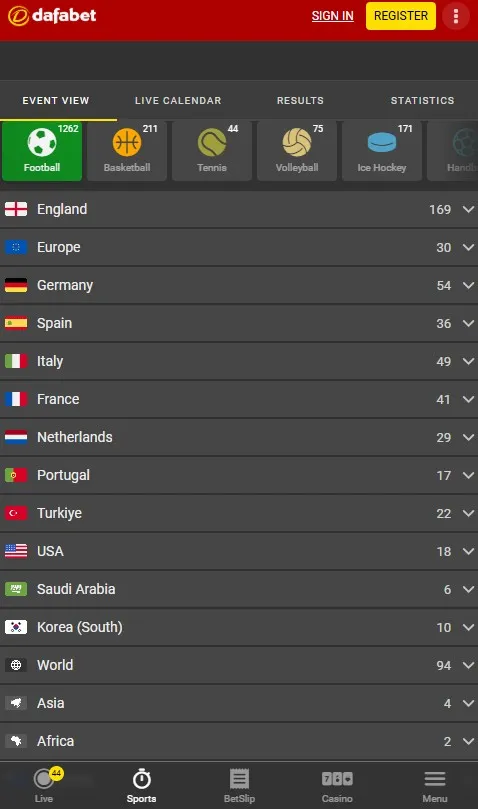 dafabet review and sports market