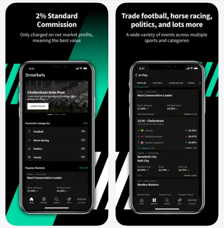14. Smarkets football app: Best low-commission exchange (3/5)