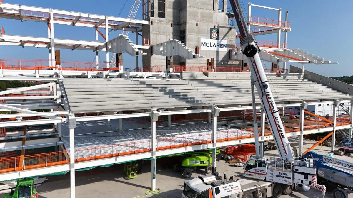 Racecourse Ground redevelopment: Latest images show rapid progress on Wrexham&rsquo;s new Kop Stand