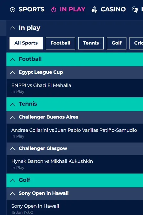 Live sport is feature on Bresbet 