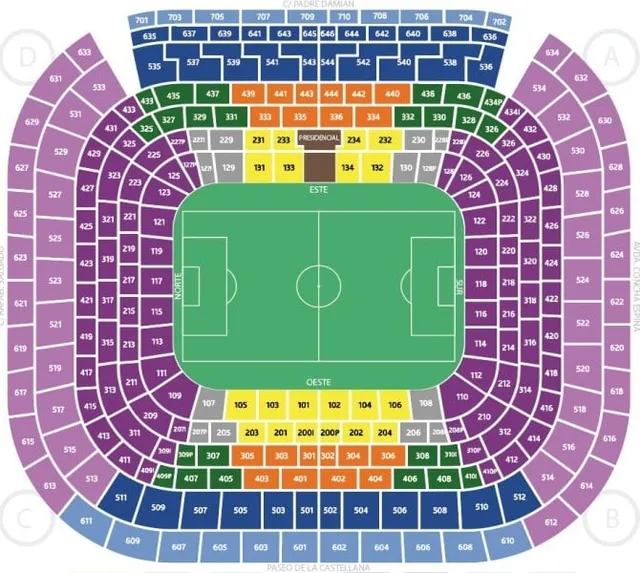 Santiago Bernabeu seating map