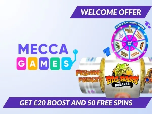 Mecca games welcome casino offer UK: deposit &pound;10 and get &pound;20 boost plus 50 free spins