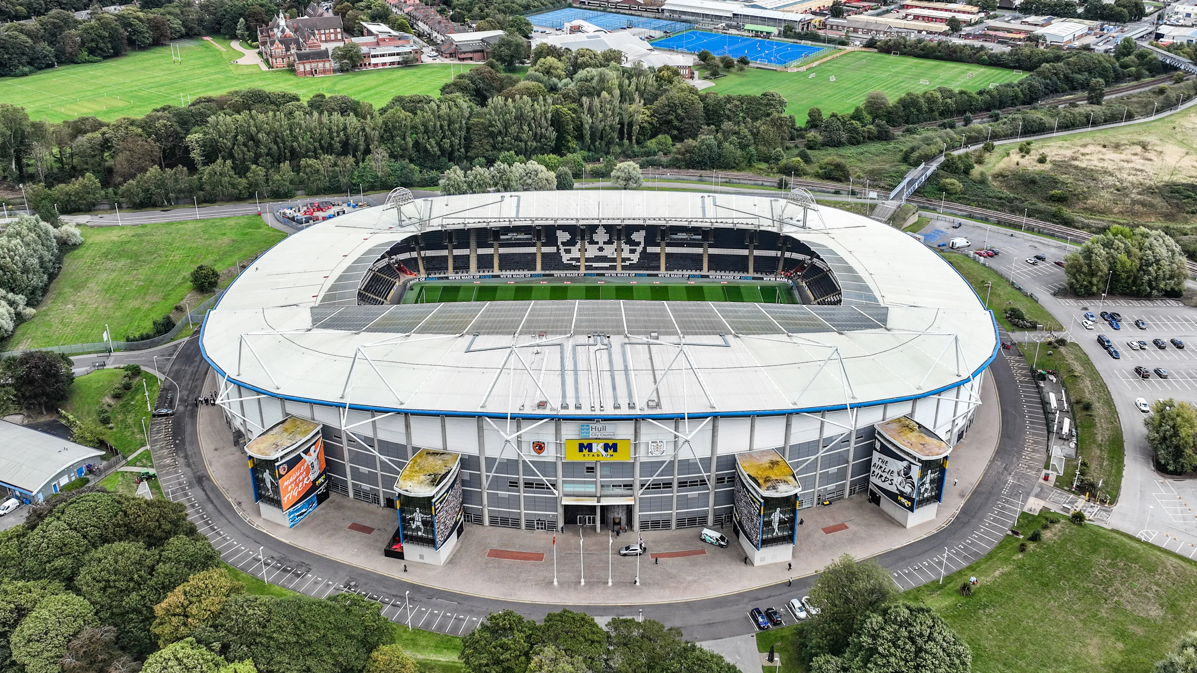 An aerial view of MKM Stadium