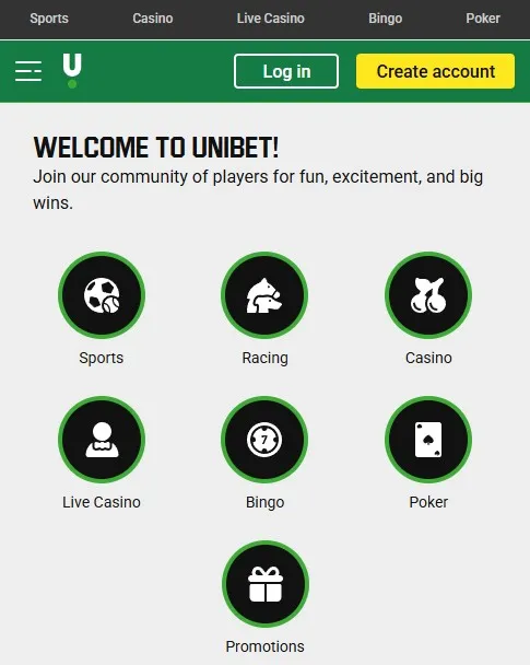 unibet review, homepage overview, available games and promotions