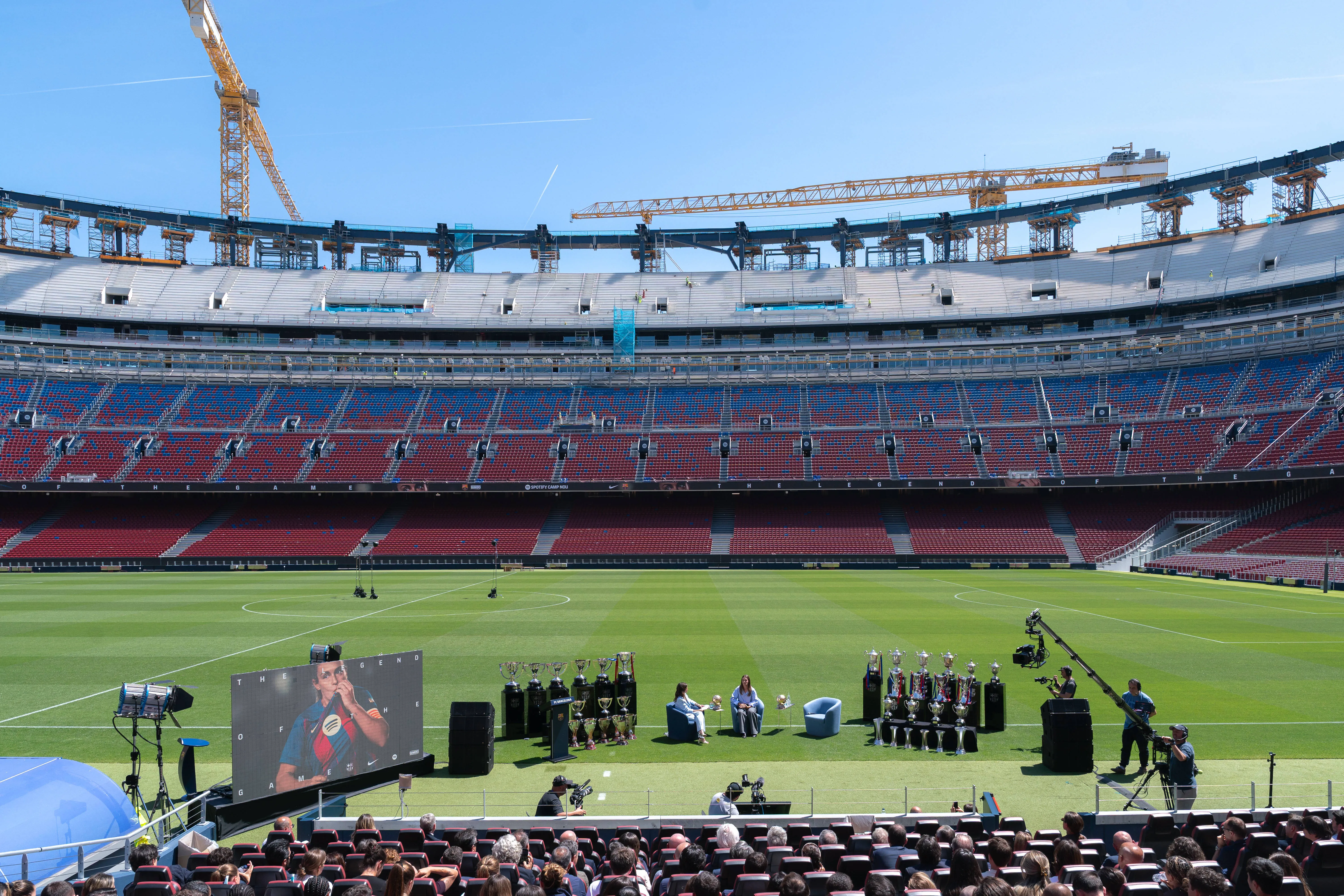 New Camp Nou footage offers first sighting of the stadium&rsquo;s roof structure starting to take shape