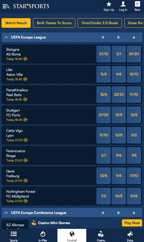 Star Sports Bet football betting