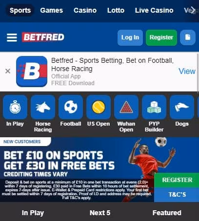 Betfred UK homepage