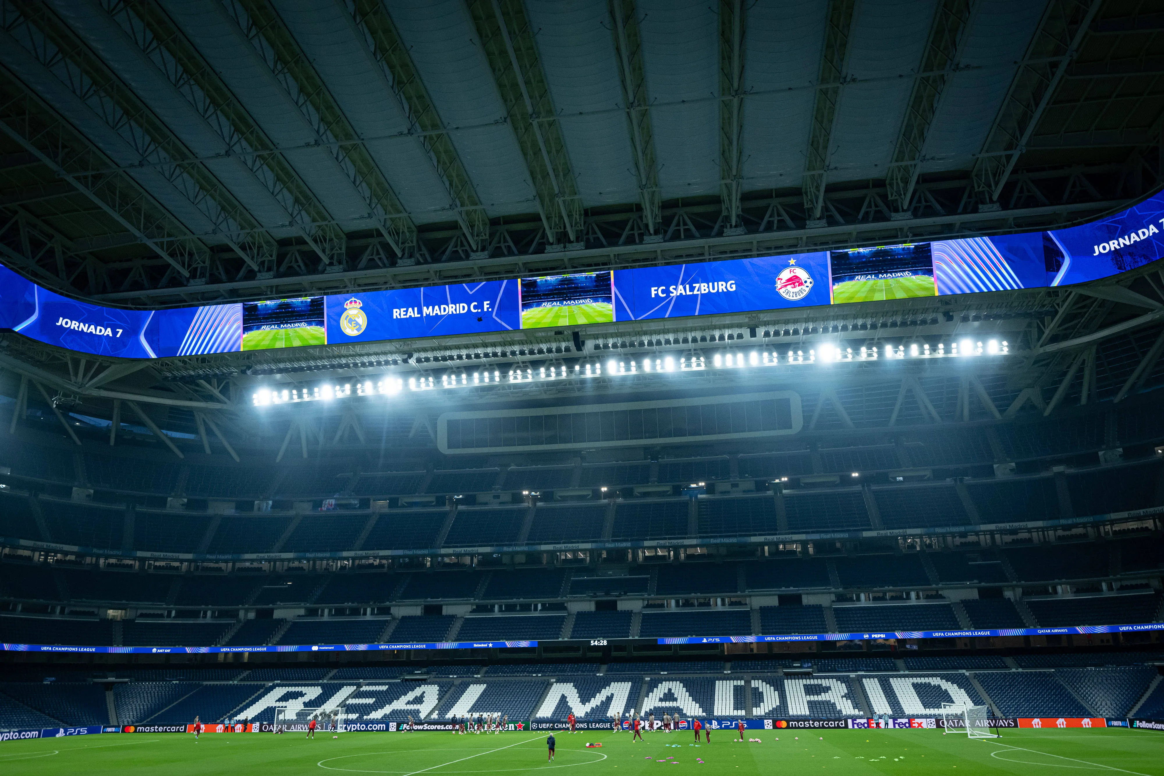 An interior view of the Bernabeu Stadium